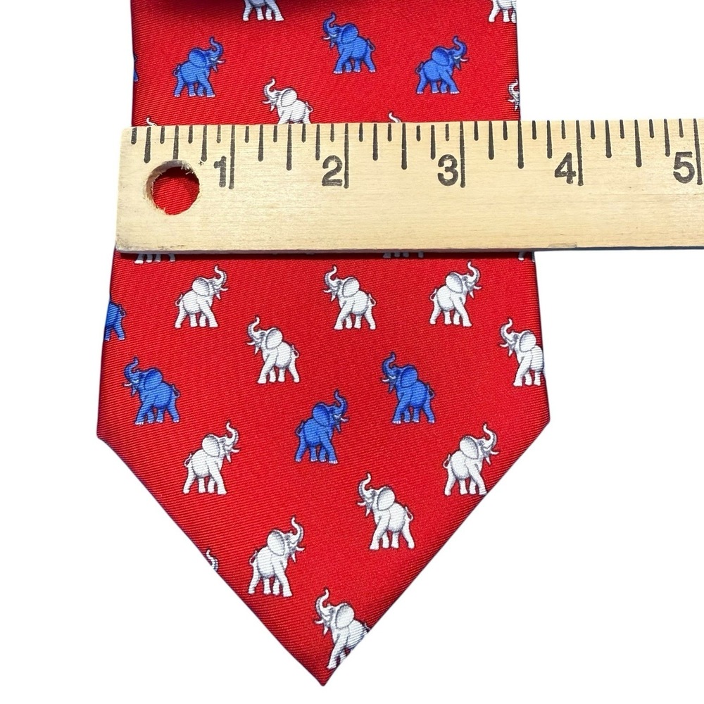 Alynn Necktie Red, White, and Blue Elephants - Republican Tie Made In U.S.A - Picture 2 of 9